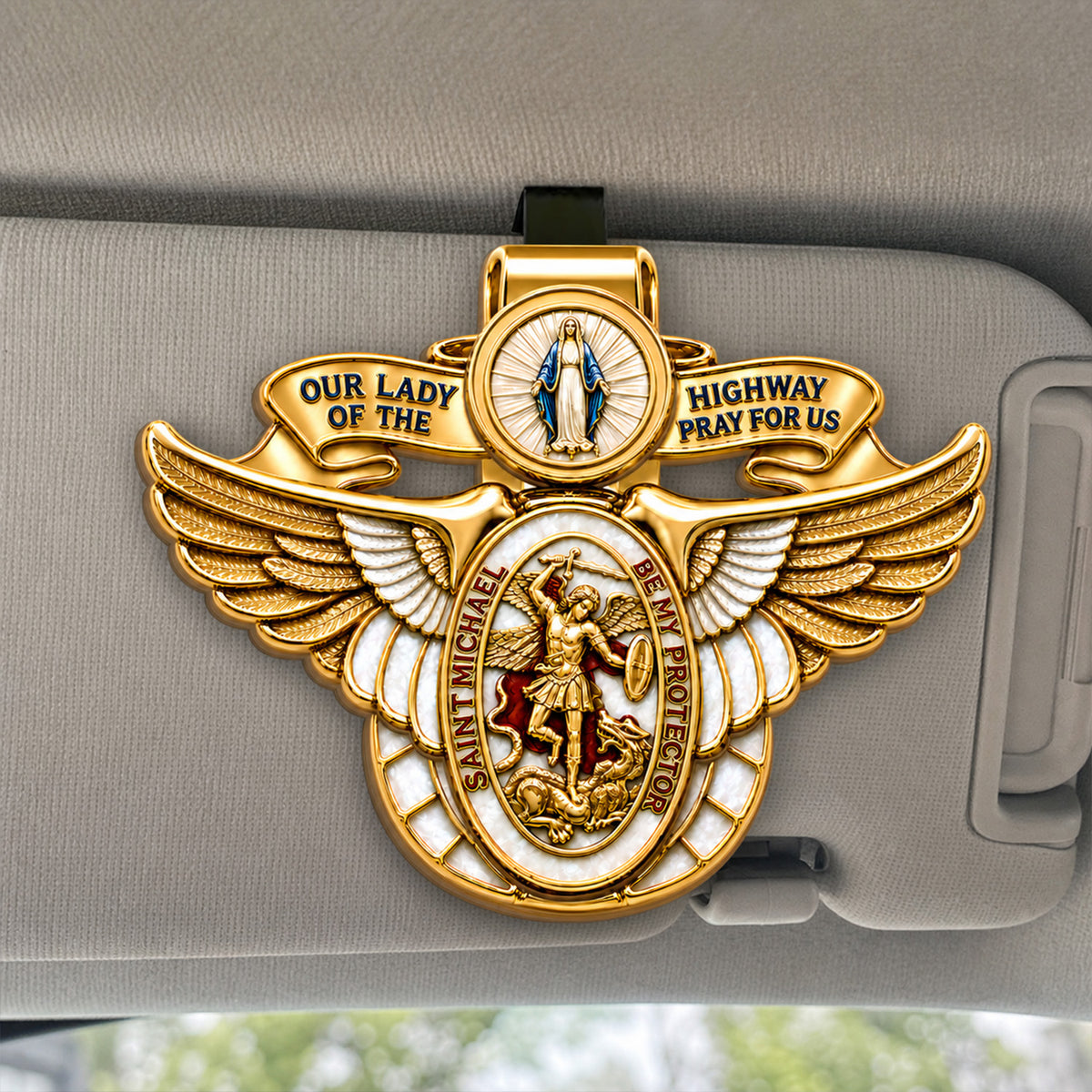 Blessed Journey Protector Medal - Car Visor Clip, Catholic Gift, Faith &amp; Protection Gift