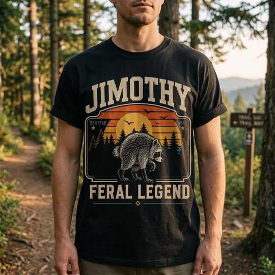 Jimothy Feral Legend Comfort Colors Shirt, Animal Meme Graphic Tee, Raccoon Shirt, Vintage Sunset Wildlife Tee, Raccoon Lover Shirt