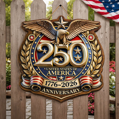 USA 250th Anniversary Wooden Sign, Semiquincentennial, Patriotic 1776-2026 America Celebration Wall Decor