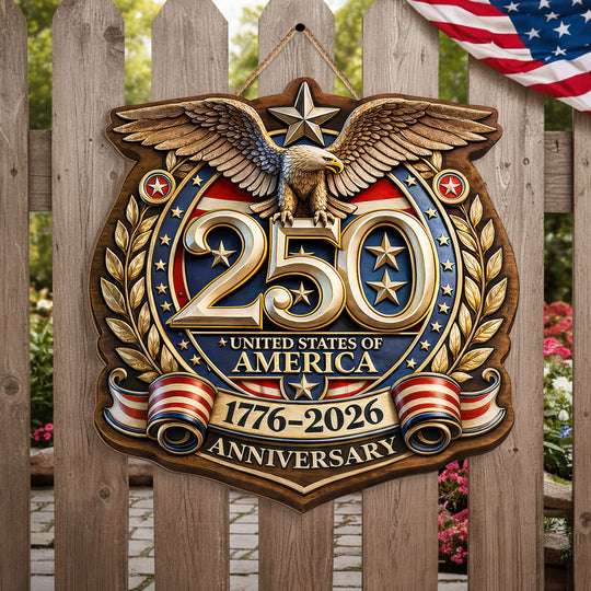 USA 250th Anniversary Wooden Sign, Semiquincentennial, Patriotic 1776-2026 America Celebration Wall Decor