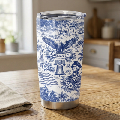 America 250 Tumbler 1776–2026, Vintage Patriotic Gift, 250 Years Of America Celebration