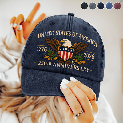 United States 250th Anniversary Vintage Washed Denim Cap, Patriotic Eagle American Independence Celebration Gift, USA 250th Anniversary Patriotic Eagle Hat
