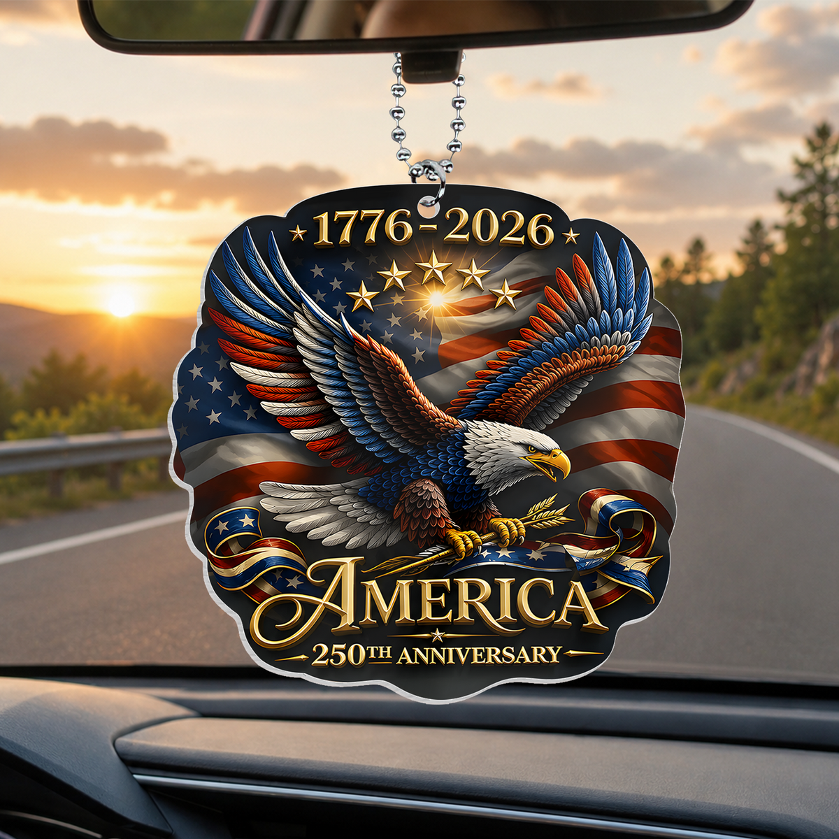 America 250th Anniversary Eagle Acrylic Car Hanger, Bald Eagle American Car Hanger, USA 250th Gift