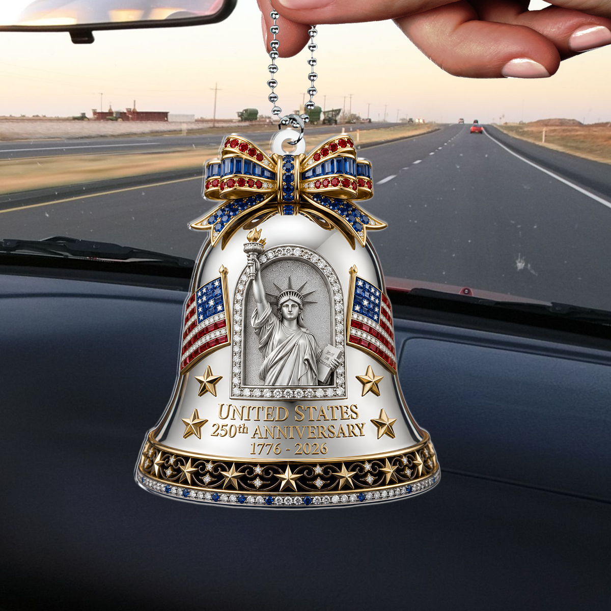 Statue Of Liberty Acrylic Car Hanger, USA 250th Anniversary Keepsake, 4th of July Car Decor, 1776-2026 Anniversary Decoration