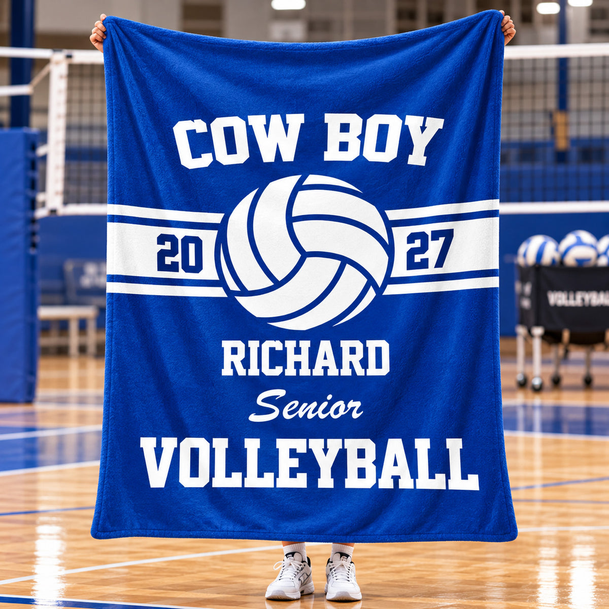 Play With Heart - Personalized Blanket, Custom Senior Volleyball Blanket, Gift for Volleyball Lovers