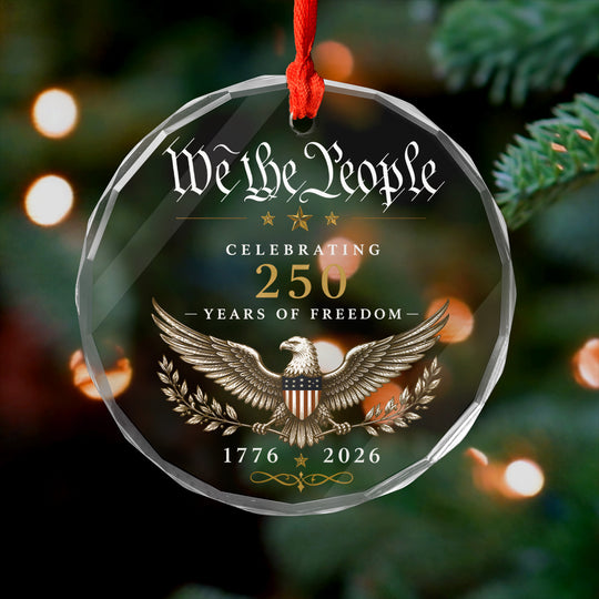 We The People Patriotic Eagle Glass Ornament, Patriotic USA Anniversary Celebration, We The People Patriotic Christmas Gift