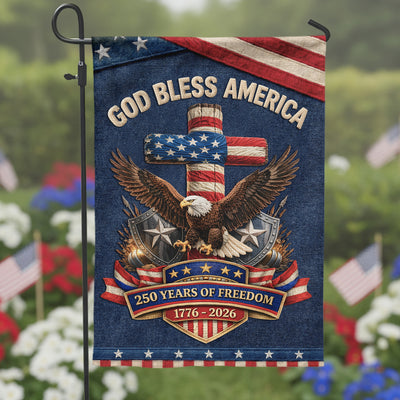USA Faith Freedom 250 Years Anniversary Garden Flag, 1776-2026 Anniversary Celebration, God Bless America