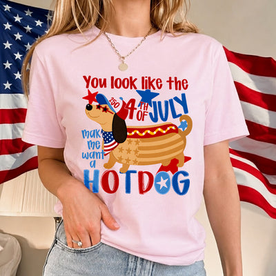 Funny 4th of July Hotdog Dog T-shirt, Dachshund Patriotic Shirt