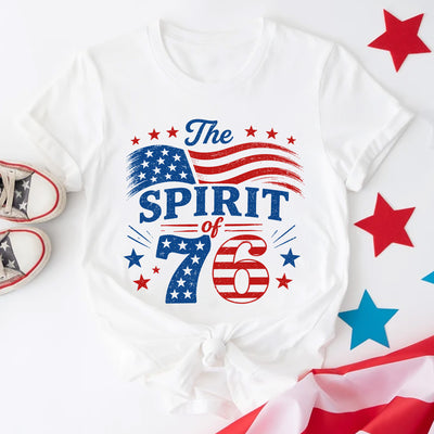 Vintage Spirit Of 76 250th Anniversary T-Shirt, Patriotic American Flag Graphic Shirt, Freedom T-Shirt