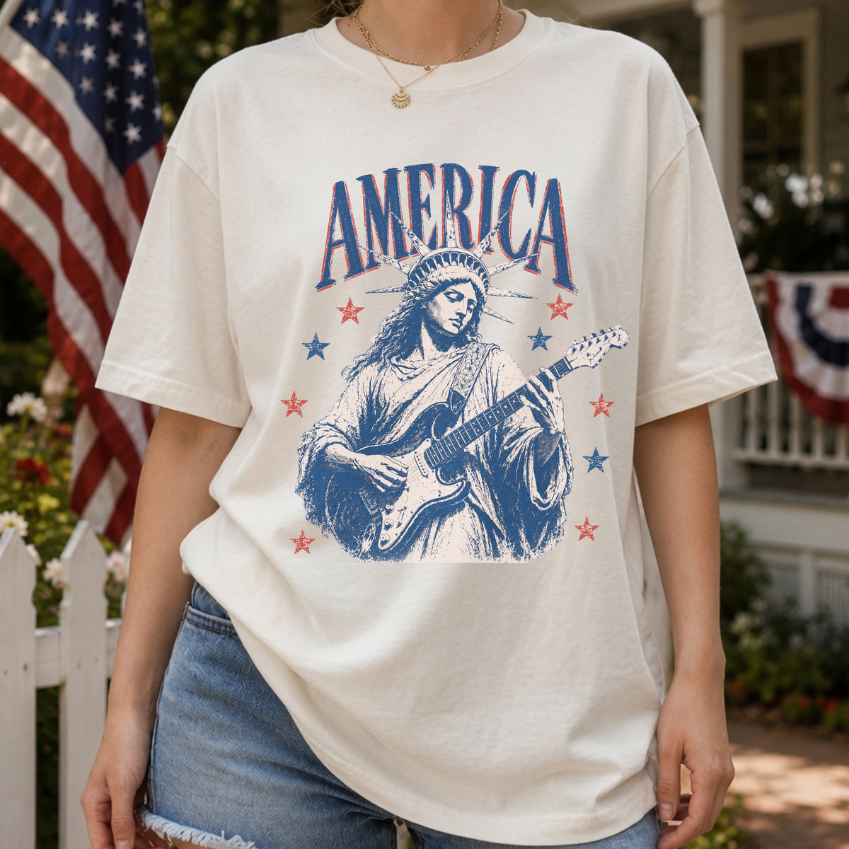 Retro Liberty Guitar Shirt, America 250th Birthday Tee, 1776 2026 Patriotic USA Shirt, 4th of July Celebration Gift