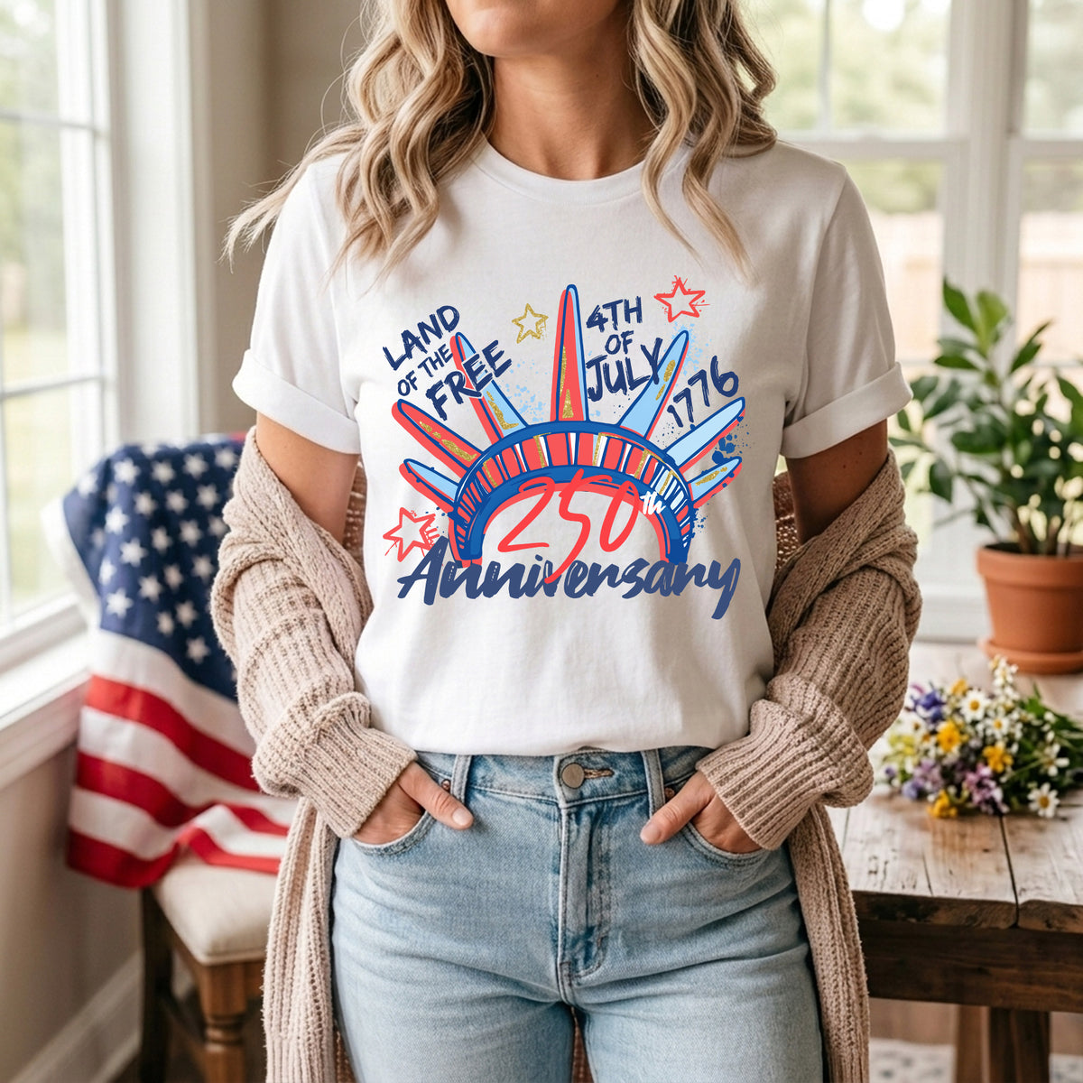 Land Of The Free Happy 250 Years Anniversary, 250th Anniversary Shirt For 4th Of July T- Shirt For Independence Day