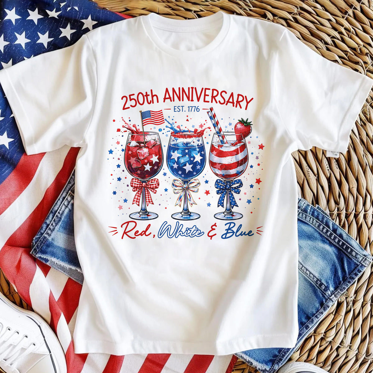 America Celebrate Wine 250th Anniversary Shirt,  Patriotic Fourth of July Wine Glass, 4th of July Gift
