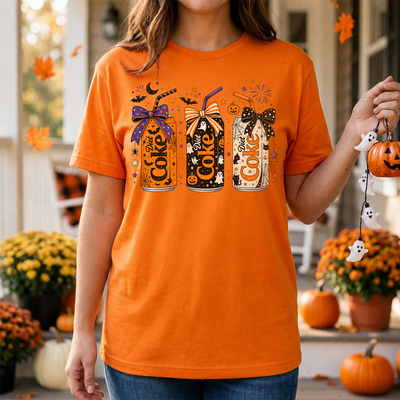 Spooky Sips And Halloween Vibes - Personalized T-shirt, Cute Halloween Soda Lover Graphic T-Shirt