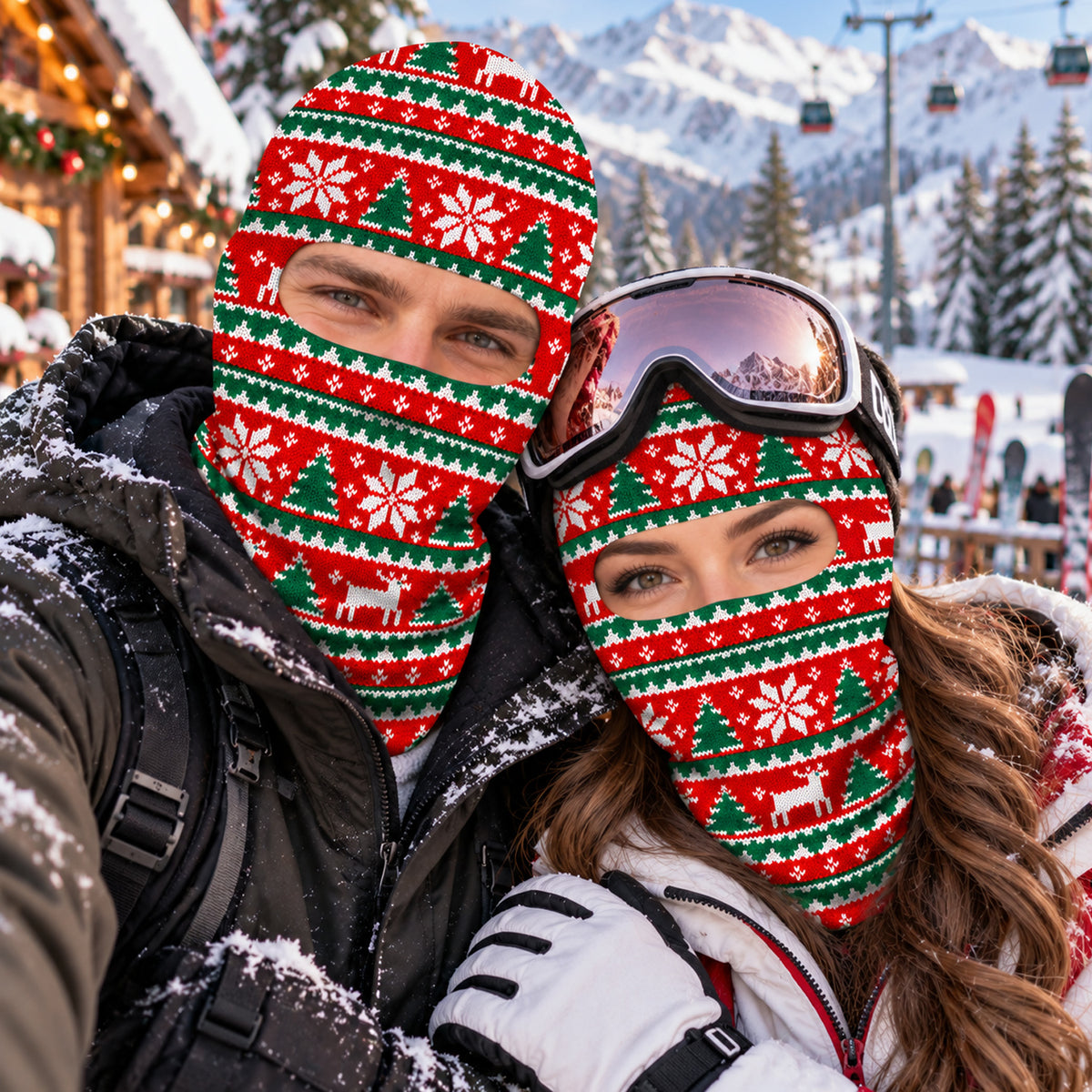 Ugly Christmas Sweater Faux Knit Pattern Balaclava/Ski Mask