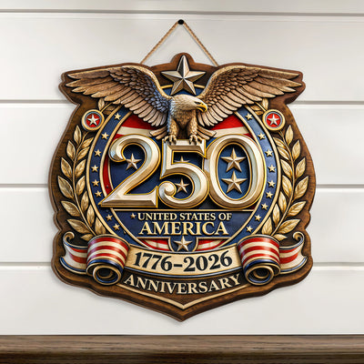 USA 250th Anniversary Wooden Sign, Semiquincentennial, Patriotic 1776-2026 America Celebration Wall Decor
