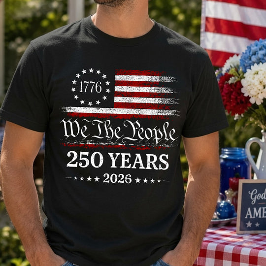 250th Anniversary Comfort Colors Tee, We The People 250 Years 2026, 1776 Patriotic America, USA Flag Vintage Tee