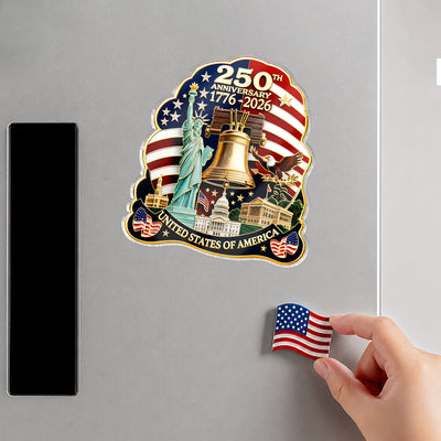 United States 250th Birthday Commemorative Acrylic Fridge Magnet, Patriotic Fridge Decor, US Marine Corps 250th Anniversary Gift