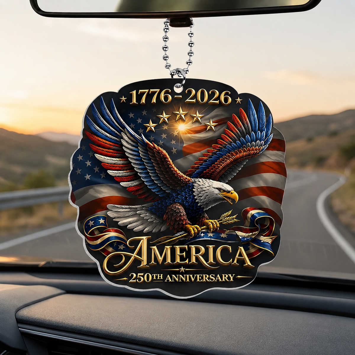 America 250th Anniversary Eagle Acrylic Car Hanger, Bald Eagle American Car Hanger, USA 250th Gift