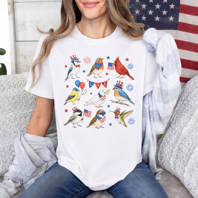 USA 250th Anniversary Bird T-Shirt, Patriotic American Birds Tee, Vintage Independence Day Animal Shirt