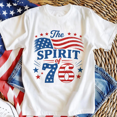 Vintage Spirit Of 76 250th Anniversary T-Shirt, Patriotic American Flag Graphic Shirt, Freedom T-Shirt