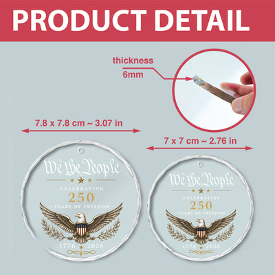 We The People Patriotic Eagle Glass Ornament, Patriotic USA Anniversary Celebration, We The People Patriotic Christmas Gift
