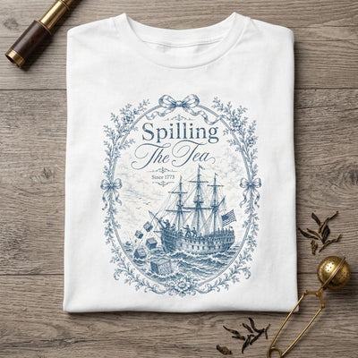 Blue Toile Spilling The Tea Since 1773 Shirt | America 250th Anniversary Tee