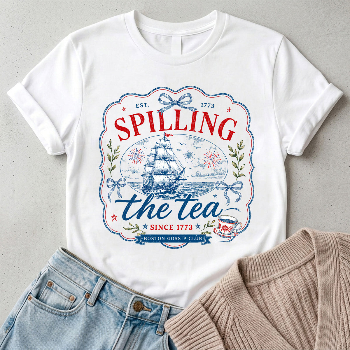 Coastal Patriotic Shirt, Spilling The Tea Since 1773 Tee, Americana Fourth of July T-Shirt