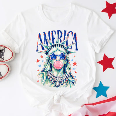 America Statue of Liberty Blowing Bubble Gum Shirt, 4th of July Shirts, 250th Anniversary Shirt, Independence Day Tee