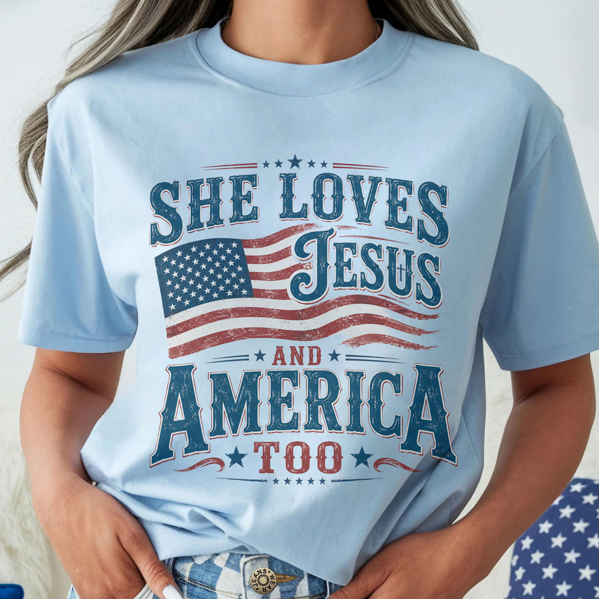 She Loves Jesus And America Too T-shirt, 4th Of July Unisex shirt, America Independence Tshirt, She Loves Jesus Tee