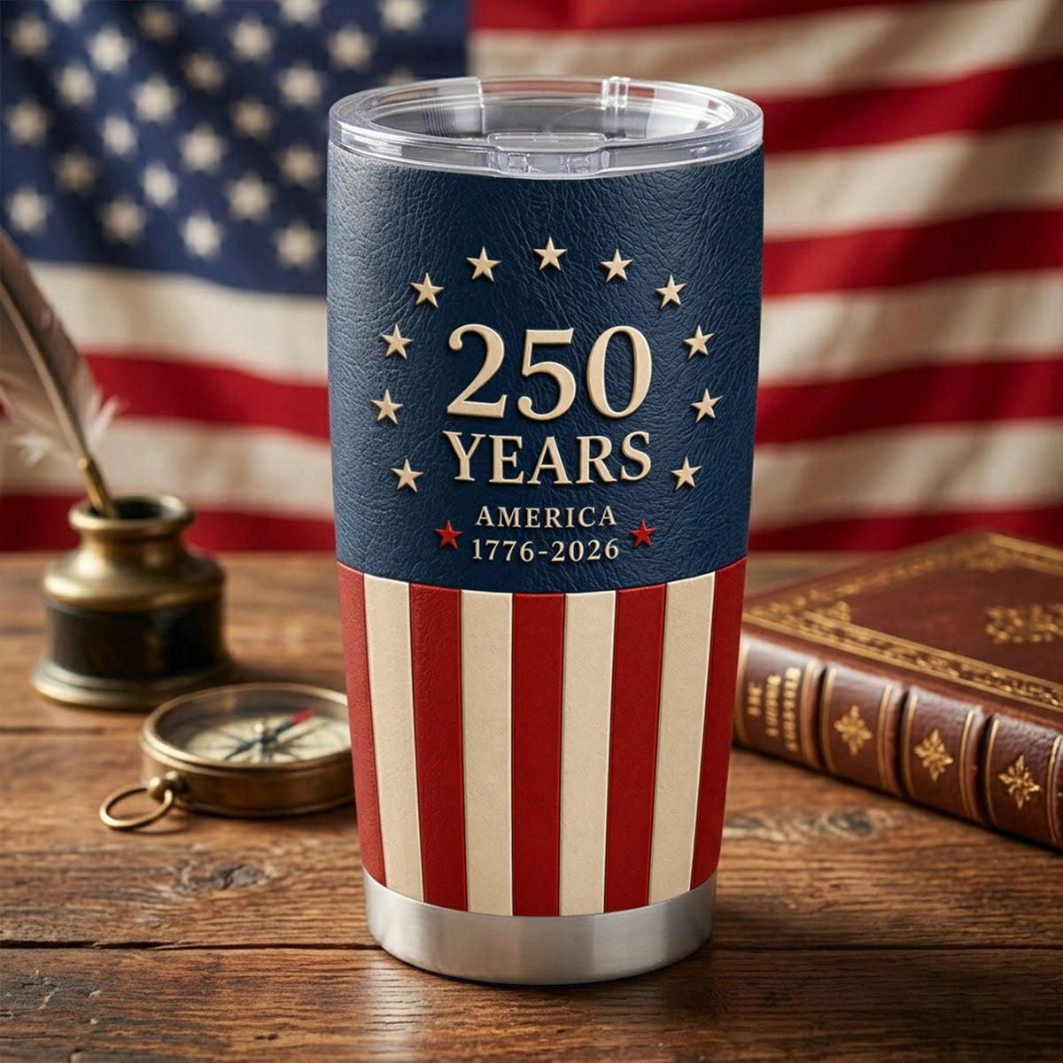Born From Freedom United For 250 Years Tumbler, America 1776–2026 Patriotic Commemorative Gift