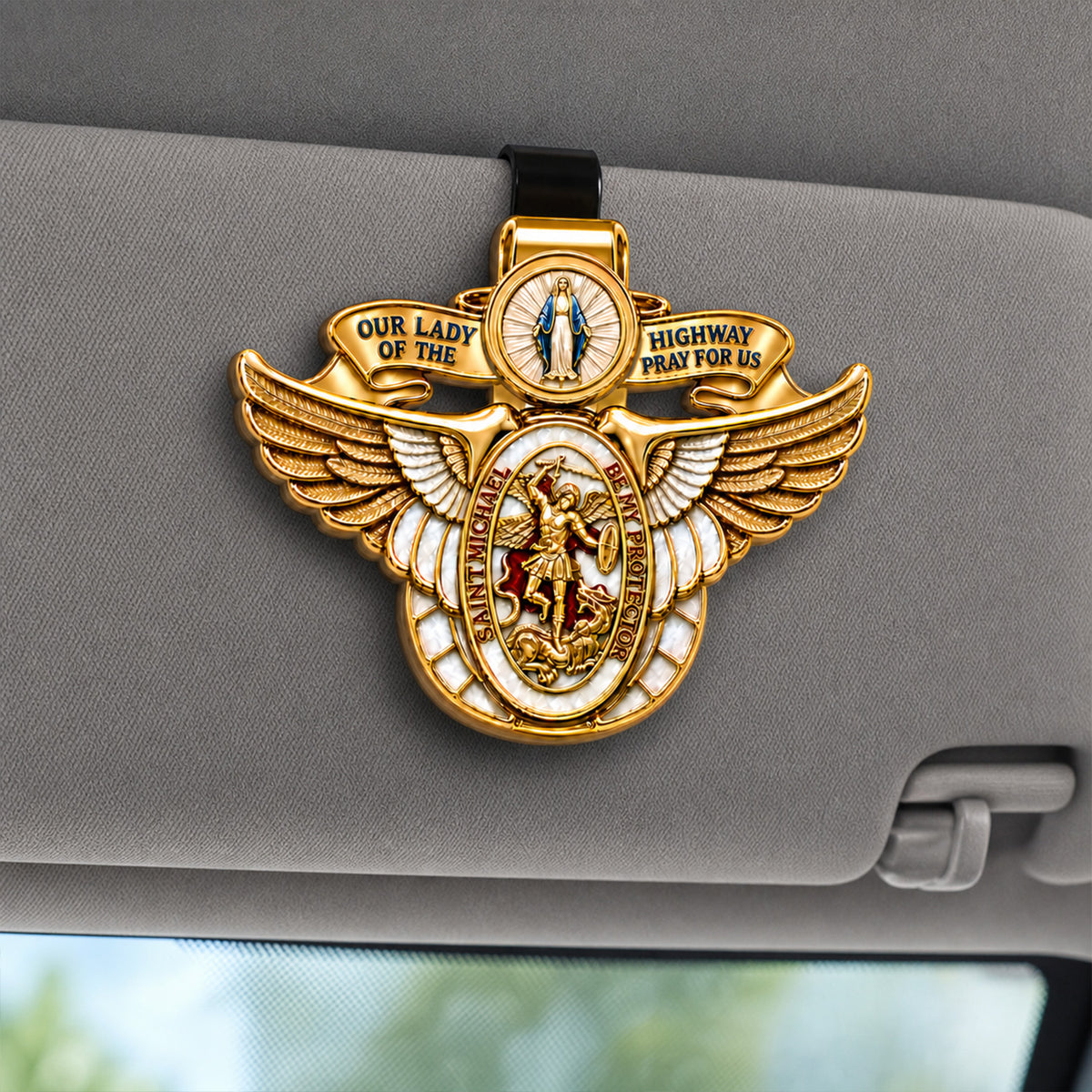 Blessed Journey Protector Medal - Car Visor Clip, Catholic Gift, Faith &amp; Protection Gift