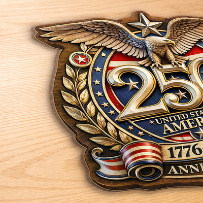 USA 250th Anniversary Wooden Sign, Semiquincentennial, Patriotic 1776-2026 America Celebration Wall Decor