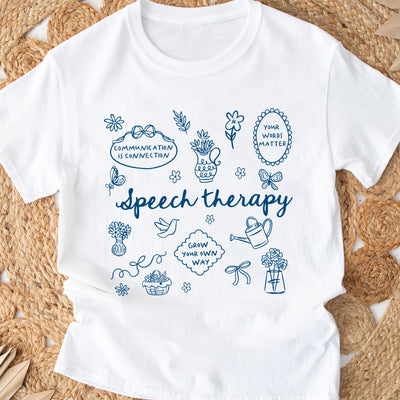 Speech Therapy T-Shirt, Spring Floral Speech Graduation Gift, Appreciation Gifts, Pathologist Grad Gift