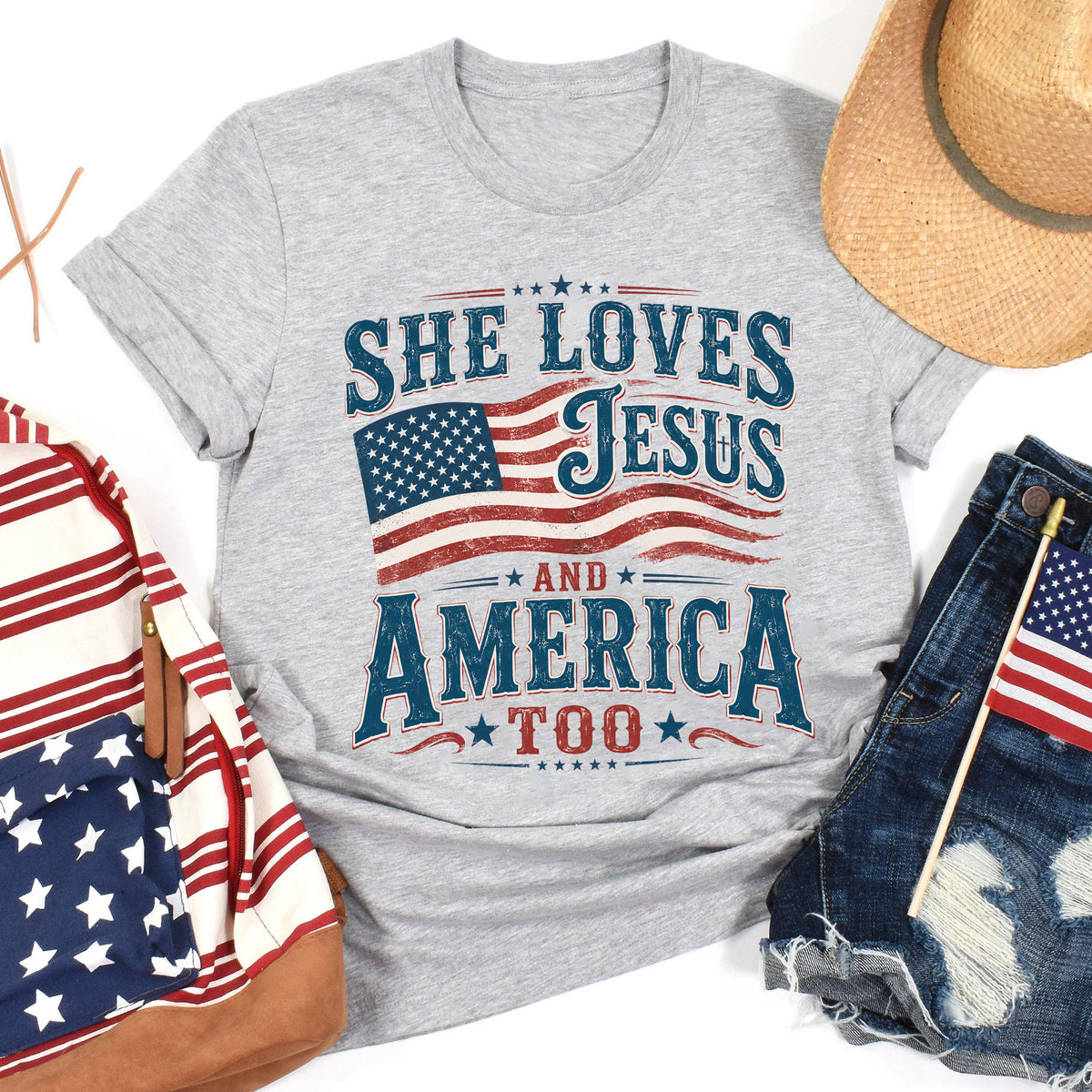 She Loves Jesus And America Too T-shirt, 4th Of July Unisex shirt, America Independence Tshirt, She Loves Jesus Tee