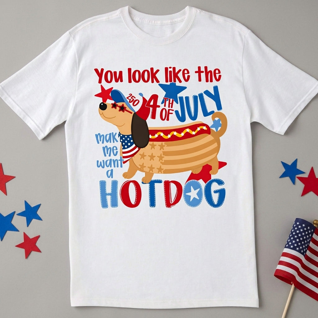 Funny 4th of July Hotdog Dog T-shirt, Dachshund Patriotic Shirt