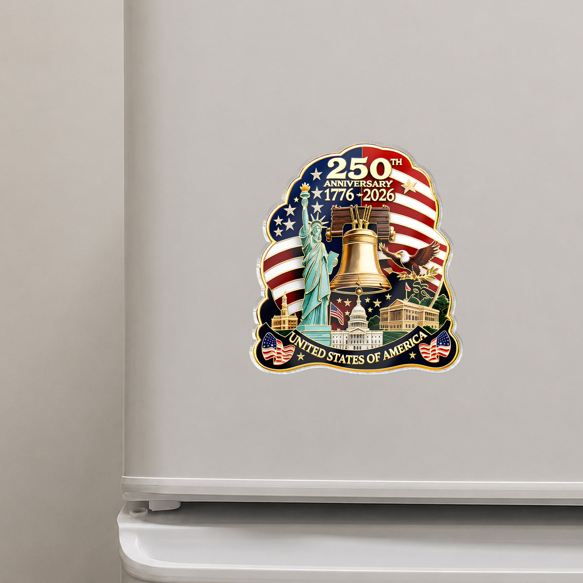 United States 250th Birthday Commemorative Acrylic Fridge Magnet, Patriotic Fridge Decor, US Marine Corps 250th Anniversary Gift
