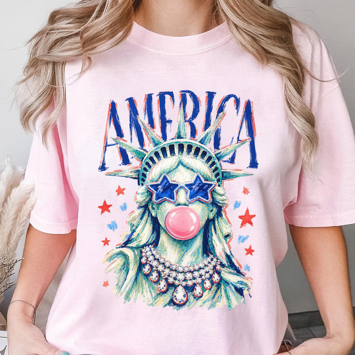 America Statue of Liberty Blowing Bubble Gum Shirt, 4th of July Shirts, 250th Anniversary Shirt, Independence Day Tee