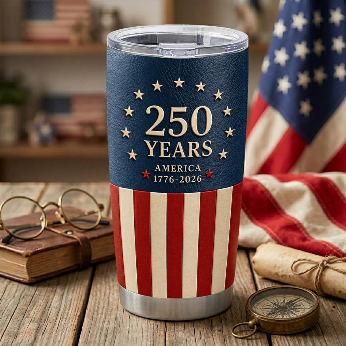 Born From Freedom United For 250 Years Tumbler, America 1776–2026 Patriotic Commemorative Gift