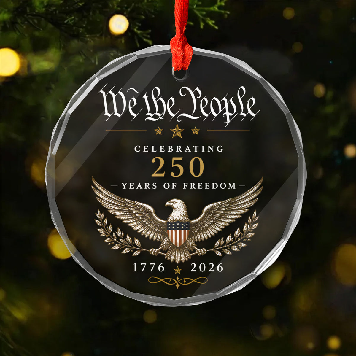 We The People Patriotic Eagle Glass Ornament, Patriotic USA Anniversary Celebration, We The People Patriotic Christmas Gift