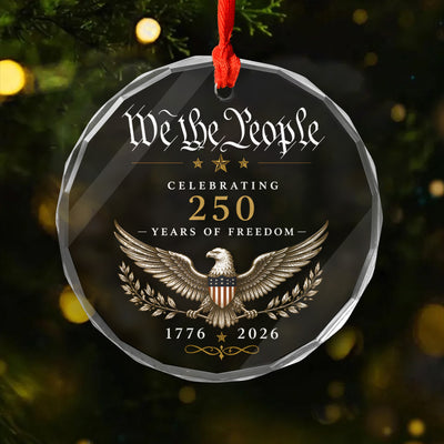 We The People Patriotic Eagle Glass Ornament, Patriotic USA Anniversary Celebration, We The People Patriotic Christmas Gift
