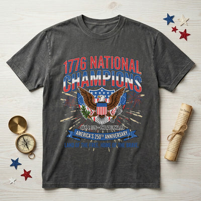 July 4th 1776 National Champions T-Shirt, America 250th Anniversary Shirt Gift , Distressed Vintage