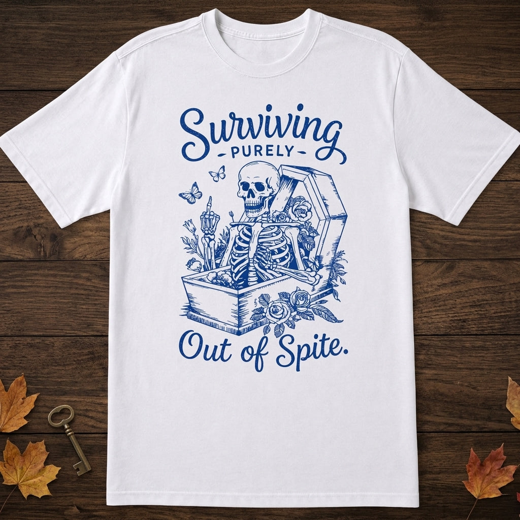 Surviving Purely Out Of Spite T-Shirt, Halloween Shirt Style Toile De Jouy, Gift For Halloween