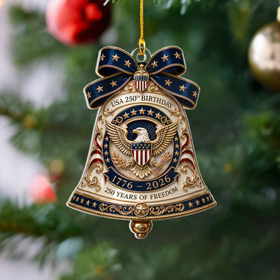250 Years of Freedom Acrylic Ornament - USA 250th Birthday Bell Ornament, Patriotic Christmas Decoration, 1776–2026 American Anniversary Keepsake