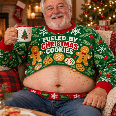 Fueled By Christmas Cookies Wool Sweater, Christmas Sweater, Gingerbread And Evergreen Christmas Gift