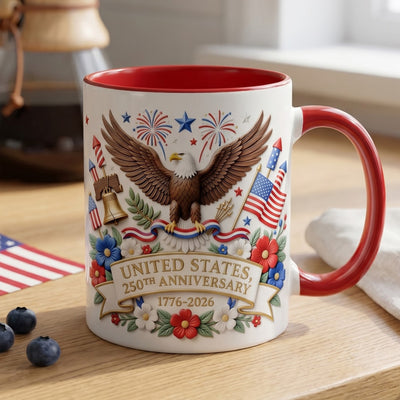 250th Anniversary Patriotic Eagle 3D Effect Mug, 1776-2026 Semiquincentennial Gift, America's Coffee Cup, Independence Day Gift