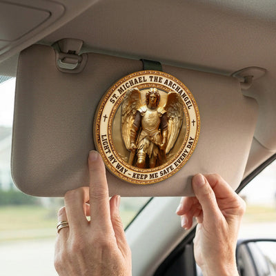 St. Michael The Archangel Light My Way - Keep Me Safe Every Day - Car Visor Clip, Catholic Gift for Mom, Faith & Protection Gift