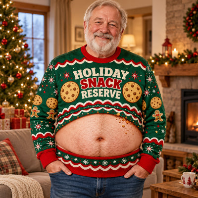 Holiday Snack Reserve, Christmas Wool Sweater, Retro Cookie And Gingerbread Design, Christmas Gift