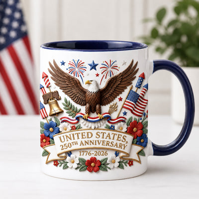 250th Anniversary Patriotic Eagle 3D Effect Mug, 1776-2026 Semiquincentennial Gift, America's Coffee Cup, Independence Day Gift