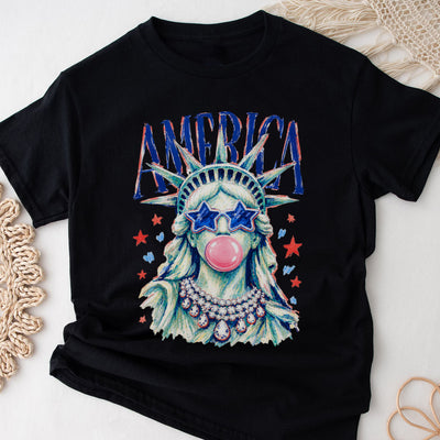 America Statue of Liberty Blowing Bubble Gum Shirt, 4th of July Shirts, 250th Anniversary Shirt, Independence Day Tee