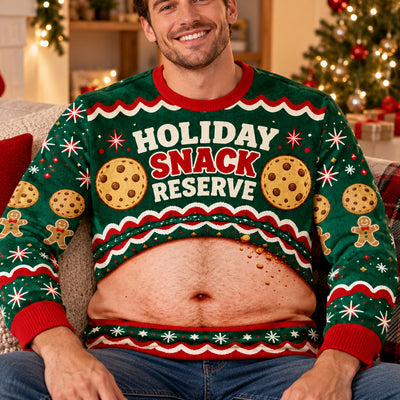 Holiday Snack Reserve, Christmas Wool Sweater, Retro Cookie And Gingerbread Design, Christmas Gift